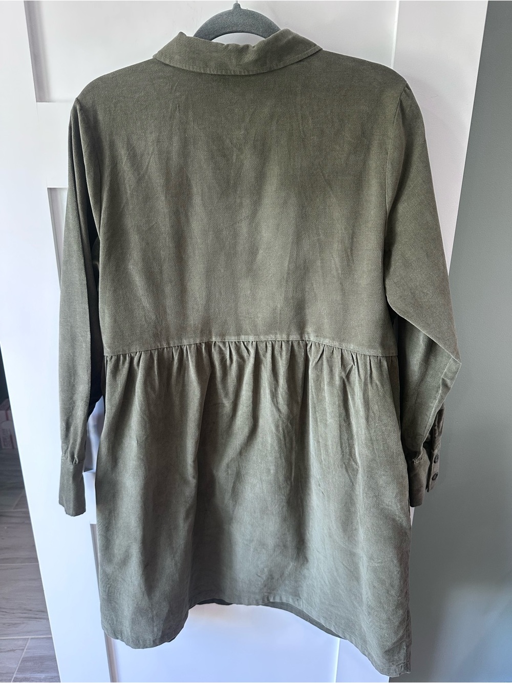 Nine West Women's Soft Corduroy Dress Size L Grape Leaf Olive Green Cotton - Picture 2 of 4